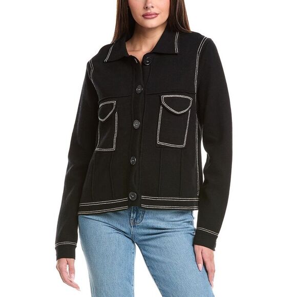 Wispr Womens Silk-Blend Jacket, Black - Picture 1 of 3